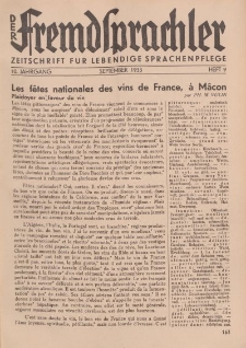 Der Fremdsprachler : Zeitschrift für lebendige Sprachen-Pflege Organ des Deutschen, 10. Jahrgang, September 1933, Heft 9.
