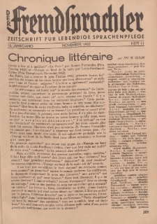 Der Fremdsprachler : Zeitschrift für lebendige Sprachen-Pflege Organ des Deutschen, 10. Jahrgang, November 1933, Heft 11.