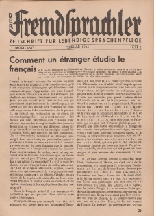 Der Fremdsprachler : Zeitschrift für lebendige Sprachen-Pflege Organ des Deutschen, 11. Jahrgang, Februar 1934, Heft 2.