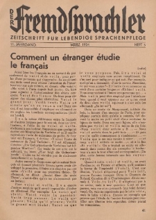 Der Fremdsprachler : Zeitschrift für lebendige Sprachen-Pflege Organ des Deutschen, 11. Jahrgang, März 1934, Heft 3.