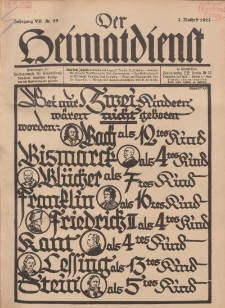 Der Heimatdienst : Mitteilungen der Reichszentrale für Heimatdienst, 7. Jahrgang, 2. Mailheft 1927, Nr 10.