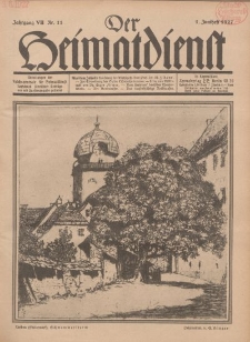 Der Heimatdienst : Mitteilungen der Reichszentrale für Heimatdienst, 7. Jahrgang, 1. Junilheft 1927, Nr 11.