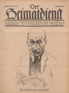 Der Heimatdienst : Mitteilungen der Reichszentrale für Heimatdienst, 7. Jahrgang, 2. Julilheft 1927, Nr 14.