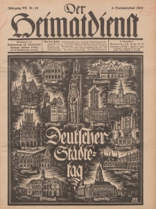 Der Heimatdienst : Mitteilungen der Reichszentrale für Heimatdienst, 7. Jahrgang, 2. Septemberheft 1927, Nr 18.