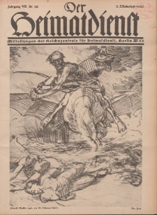 Der Heimatdienst : Mitteilungen der Reichszentrale für Heimatdienst, 7. Jahrgang, 2. Oktoberheft 1927, Nr 20.