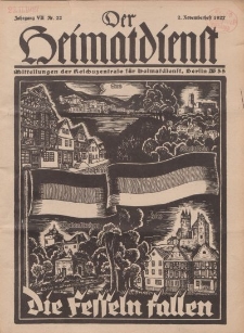 Der Heimatdienst : Mitteilungen der Reichszentrale für Heimatdienst, 7. Jahrgang, 2. Novemberheft 1927, Nr 22.