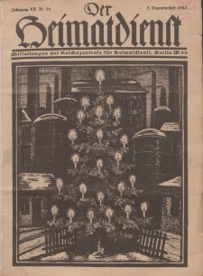 Der Heimatdienst : Mitteilungen der Reichszentrale für Heimatdienst, 7. Jahrgang, 2. Dezemberheft 1927, Nr 24.
