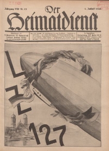 Der Heimatdienst : Mitteilungen der Reichszentrale für Heimatdienst, 8. Jahrgang, 1. Juliheft 1928, Nr 13.