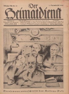 Der Heimatdienst : Mitteilungen der Reichszentrale für Heimatdienst, 8. Jahrgang, 1. Septemberheft 1928, Nr 17.