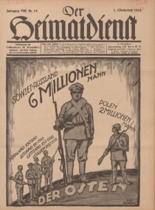 Der Heimatdienst : Mitteilungen der Reichszentrale für Heimatdienst, 8. Jahrgang, 1. Oktoberheft 1928, Nr 19.