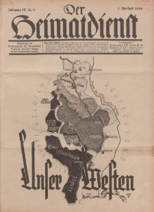 Der Heimatdienst : Mitteilungen der Reichszentrale für Heimatdienst, 9. Jahrgang, 2. Aprilheft 1929, Nr 8.
