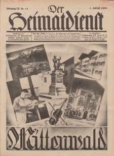 Der Heimatdienst : Mitteilungen der Reichszentrale für Heimatdienst, 9. Jahrgang, 2. Juliheft 1929, Nr 14.