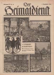 Der Heimatdienst : Mitteilungen der Reichszentrale für Heimatdienst, 9. Jahrgang, 1. Augustheft 1929, Nr 15.