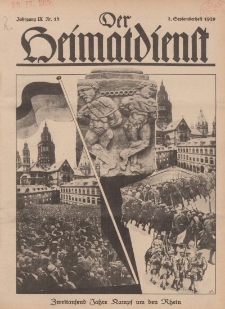 Der Heimatdienst : Mitteilungen der Reichszentrale für Heimatdienst, 9. Jahrgang, 2. Septemberheft 1929, Nr 18.