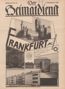 Der Heimatdienst : Mitteilungen der Reichszentrale für Heimatdienst, 9. Jahrgang, 1. Novemberheft 1929, Nr 21.