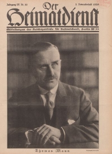 Der Heimatdienst : Mitteilungen der Reichszentrale für Heimatdienst, 9. Jahrgang, 2. Novemberheft 1929, Nr 22.