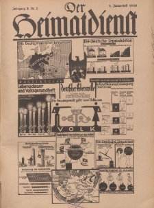 Der Heimatdienst : Mitteilungen der Reichszentrale für Heimatdienst, 10. Jahrgang, 2. Januarheft 1930, Nr 2.