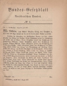Bundes-Gesetzblatt des Norddeutschen Bundes, 1867, Nr 1.