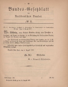 Bundes-Gesetzblatt des Norddeutschen Bundes, 1867, Nr 2.