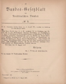 Bundes-Gesetzblatt des Norddeutschen Bundes, 1867, Nr 3.