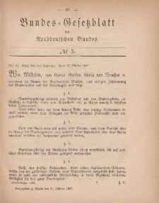 Bundes-Gesetzblatt des Norddeutschen Bundes, 1867, Nr 5.