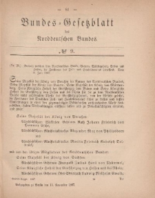 Bundes-Gesetzblatt des Norddeutschen Bundes, 1867, Nr 9.