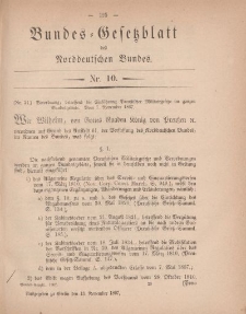 Bundes-Gesetzblatt des Norddeutschen Bundes, 1867, Nr 10.