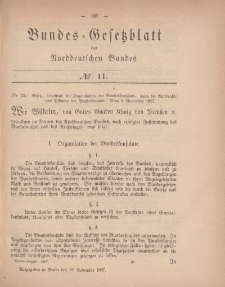 Bundes-Gesetzblatt des Norddeutschen Bundes, 1867, Nr 11.