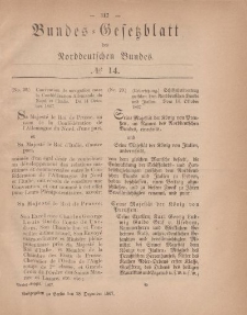 Bundes-Gesetzblatt des Norddeutschen Bundes, 1867, Nr 14.