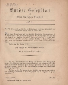 Bundes-Gesetzblatt des Norddeutschen Bundes, 1868, Nr 1.