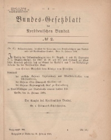 Bundes-Gesetzblatt des Norddeutschen Bundes, 1868, Nr 2.