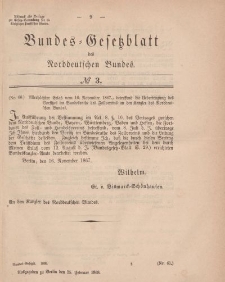 Bundes-Gesetzblatt des Norddeutschen Bundes, 1868, Nr 3.