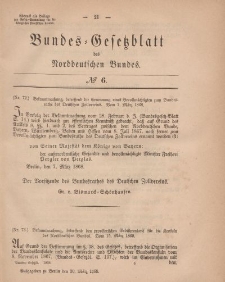 Bundes-Gesetzblatt des Norddeutschen Bundes, 1868, Nr 6.