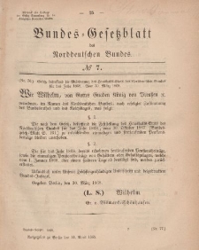 Bundes-Gesetzblatt des Norddeutschen Bundes, 1868, Nr 7.
