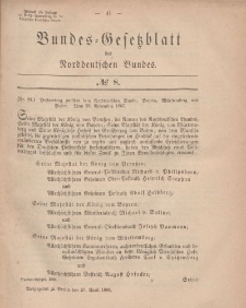 Bundes-Gesetzblatt des Norddeutschen Bundes, 1868, Nr 8.