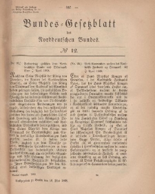 Bundes-Gesetzblatt des Norddeutschen Bundes, 1868, Nr 12.