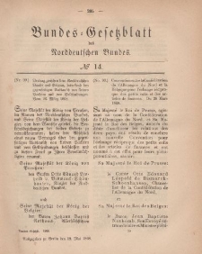 Bundes-Gesetzblatt des Norddeutschen Bundes, 1868, Nr 14.