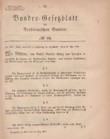 Bundes-Gesetzblatt des Norddeutschen Bundes, 1868, Nr 16.