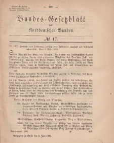 Bundes-Gesetzblatt des Norddeutschen Bundes, 1868, Nr 17.