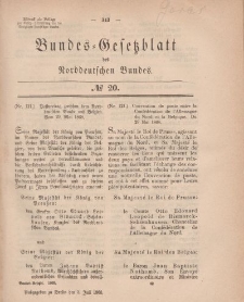 Bundes-Gesetzblatt des Norddeutschen Bundes, 1868, Nr 20.