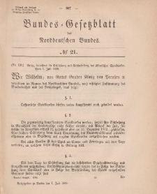 Bundes-Gesetzblatt des Norddeutschen Bundes, 1868, Nr 21.