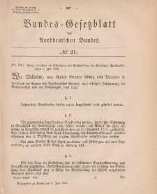 Bundes-Gesetzblatt des Norddeutschen Bundes, 1868, Nr 21.