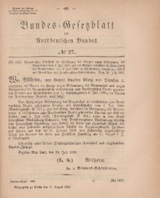 Bundes-Gesetzblatt des Norddeutschen Bundes, 1868, Nr 27.