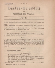 Bundes-Gesetzblatt des Norddeutschen Bundes, 1868, Nr 28.