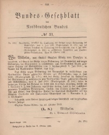 Bundes-Gesetzblatt des Norddeutschen Bundes, 1868, Nr 31.