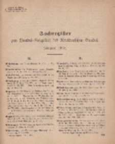 Bundes-Gesetzblatt des Norddeutschen Bundes (Sachregister), 1869