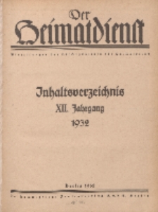 Der Heimatdienst : Mitteilungen der Reichszentrale für Heimatdienst (Autoren, Register...), 1932