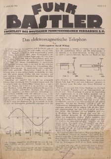 Funk Bastler : Fachblatt des Deutschen Funktechnischen Verbandes E.V., 7. Januar 1927, Heft 2.