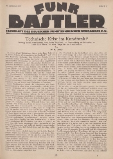 Funk Bastler : Fachblatt des Deutschen Funktechnischen Verbandes E.V., 28. Januar 1927, Heft 5.