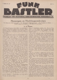 Funk Bastler : Fachblatt des Deutschen Funktechnischen Verbandes E.V., 4. Februar 1927, Heft 6.